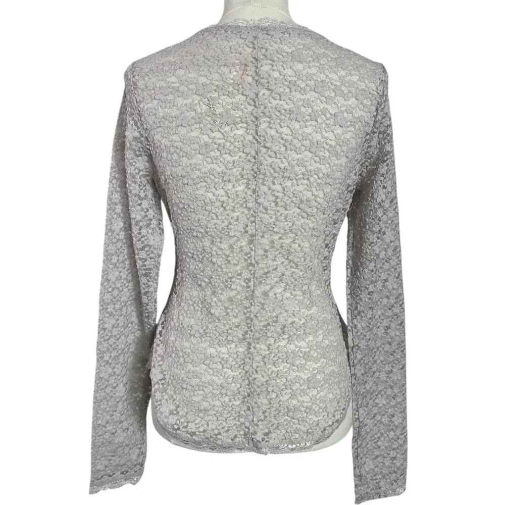 Free People Dainty Ethereal Cottage Lara Lace Top Light Lilac Ash Size Small NEW